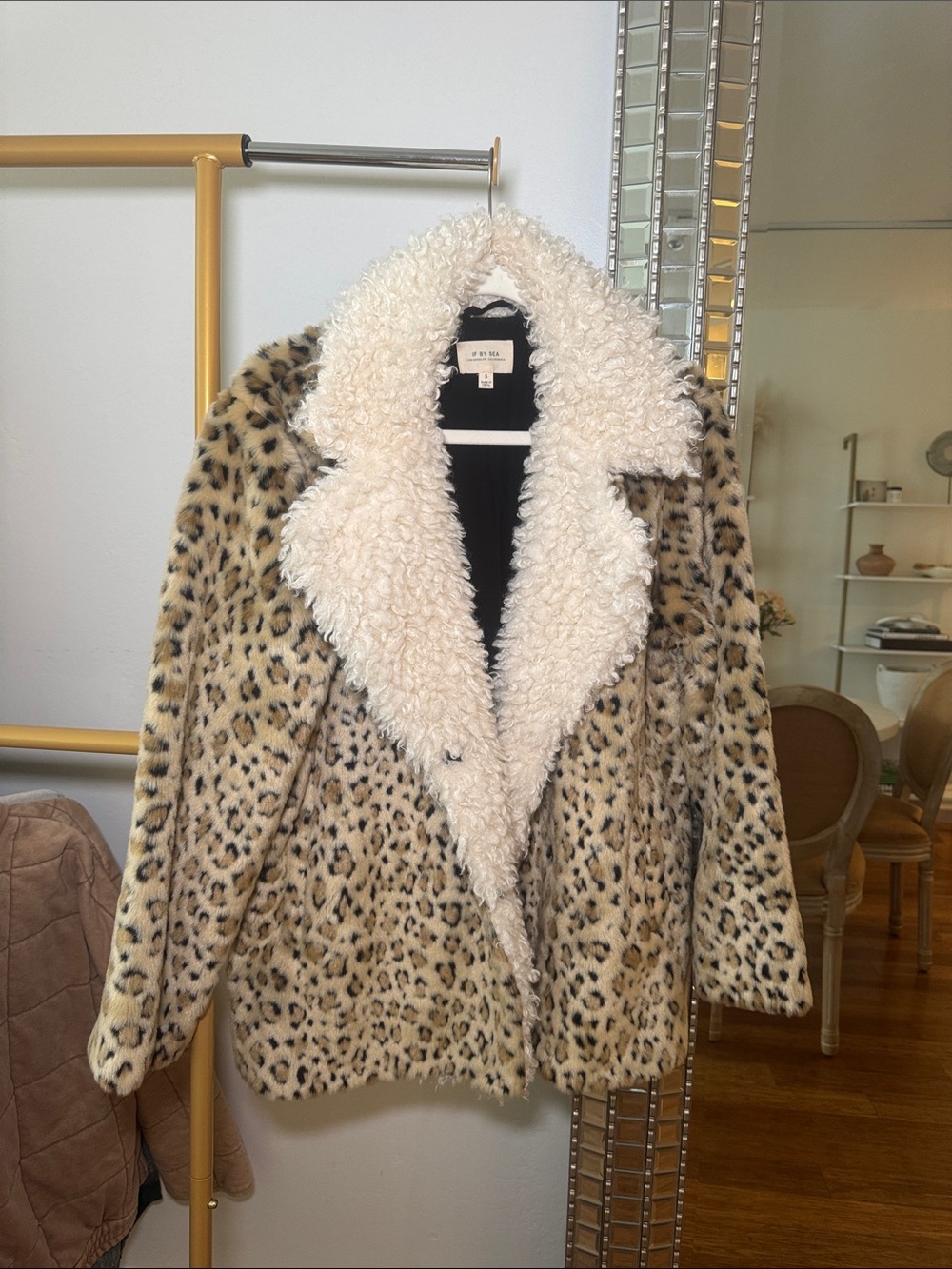 Leopard Print Teddy Jacket with Cream Sherpa Collar